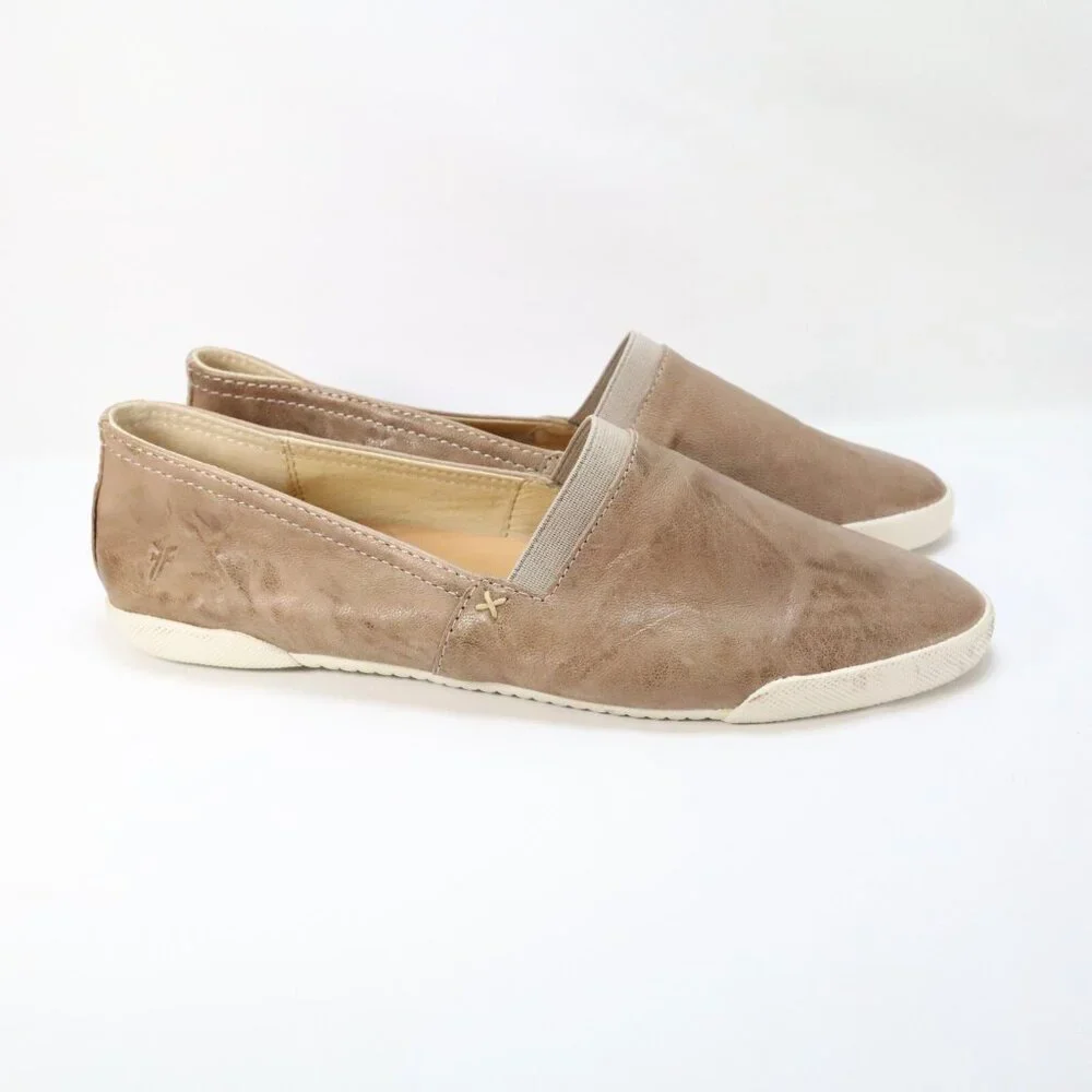 Frye Shoes Womens 9 M Melanie Slip On Taupe Brown Casual Comfort‎ Low Round Toe